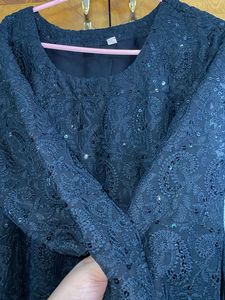 Chikankari Elegant Black Kurta XXL