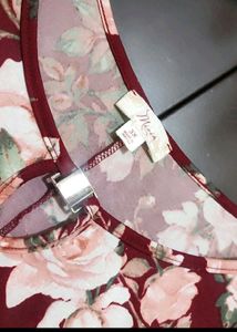 Maroon Top Floral Print For 40 Bust
