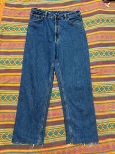 High Waisted Blue Straight Fit Jeans