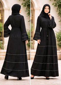 Elegant Black Abaya with Silver Detail