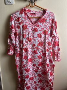 Floral Print Cotton Kurti Set