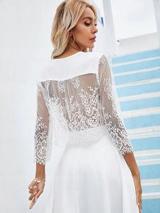 Shein Elegant White Lace Bodysuit