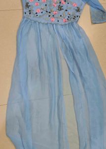Floral Embroidered Light Blue Dress