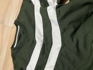 Green &amp; White Striped Sweatshirt