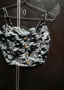 Black And White Padded Crop Top