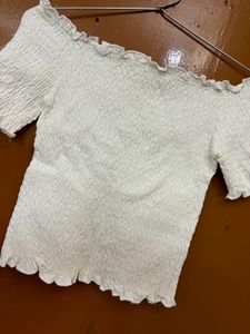 Off Shoulder White Crop Top