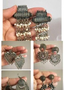 5 Earrings Combo, Oxidised Silver Earring
