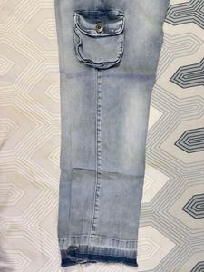 Light Grey Elastic Waist Jeans