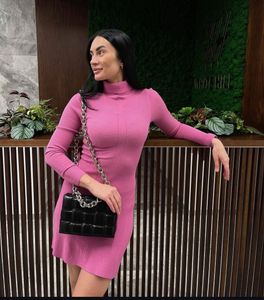 ZARA PINTRESTY 🌸Stylish Pink Turtleneck Mini Dres