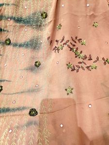 Rust colour saree with tie and die beautiful embroidery...pure georgette  saree