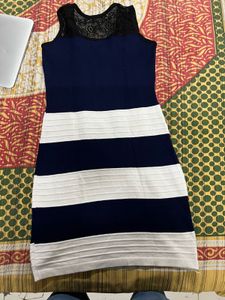 Navy &amp; White Striped Bodycon