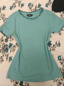 Turquoise Ribbed Top