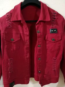 Cherry Red Denim Jacket For Layer Up 🍒