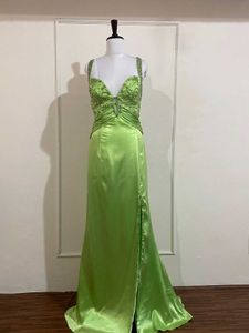 Elegant Green Slit Maxi Dress