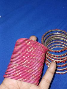 Beautiful Red Metal Bangles &amp; Kadha