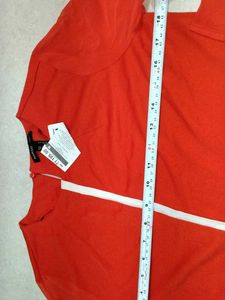 women Red Top with Zipper Detail