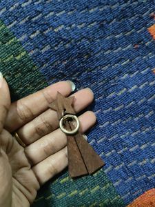 Star Wooden Hanging Earnings