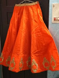 Orange Embroidered Lehenga Skirt