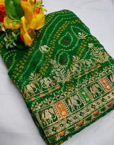 Emerald Green Bandhani Saree