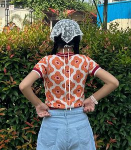 Retro Floral Knit Cardigan