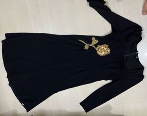 Black Dress with Gold Rose Detail