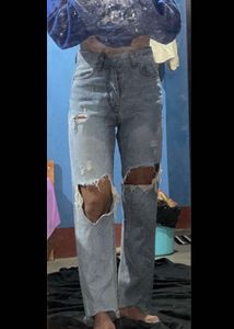 Women’s High-Waist Ripped Distressed Jeans