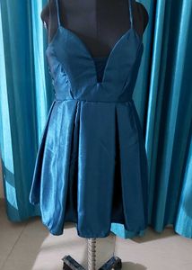 Navy Blue Teal  Mini Dres