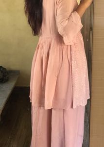 Beautiful Baby Pink Plazo And Kurti Set