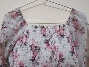 Floral Sheer Tie-Front Top