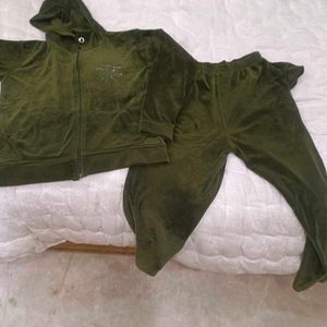 Green Velvet Tracksuit Set