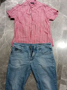 Men's Jeans & Striped Shirt