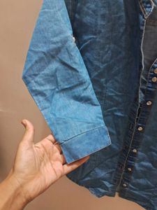 Denim Shirt With Stand Collar