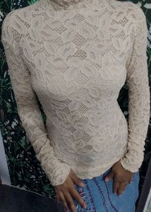 Lace Turtleneck Top