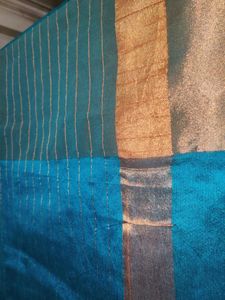 Festive Silk Sari Cyan Colour