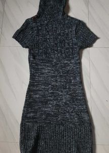 Short-sleeved Turtleneck Sweater Dress.