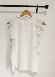 Zara White Ruffle Top