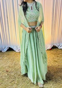 designer lehnga with shrug