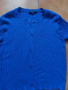 Blue Short Sleeve Cardigan