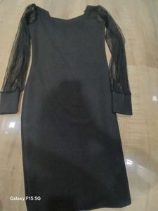 Black Sheer Sleeve Mini Dress