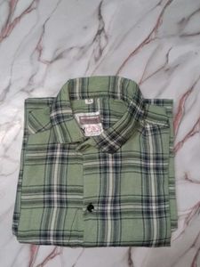 Green Plaid Flannel Shirt - XL
