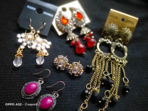 1 Pair Top Earring And 3 Normal Earrings