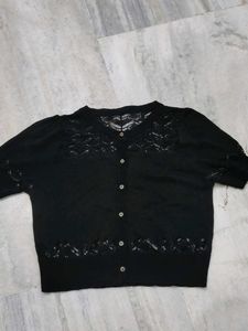 Black Lace Detail Cardigan