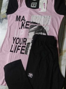 Printed Pink Night Suit