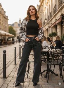 M@99 Size-26 Trendy Black Wide Leg Jeans