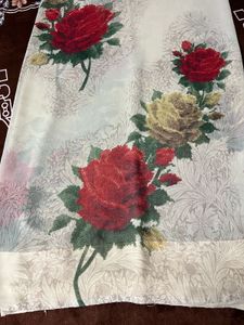 fix rate khaki colour flower print saree