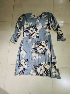 Floral Print Embroidered Kurti