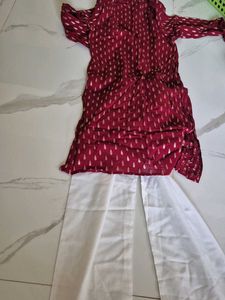 Ethnic Maroon Kurta Set with White Pants