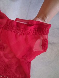 Brand New Red Chikankari Kurta With Mirror Work