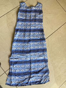 Blue Patterned Sleeveless Dress