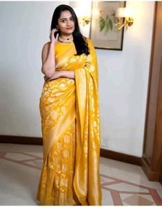 Elegant Yellow Banarasi Silk Saree